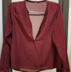 Sheer Burgundy Blouse